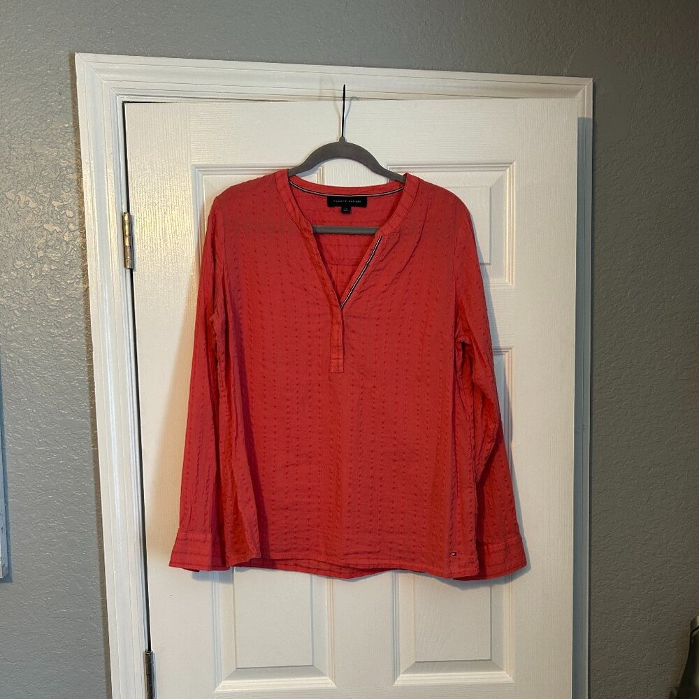 Tommy Hilfiger Long Sleeve Top, Coral Color, Size Large